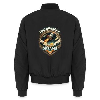 Folge deinen Träumen Rakete - Unisex Bomberjacke - Schwarz - Hinten - AI Model Male 185 light (185cm)