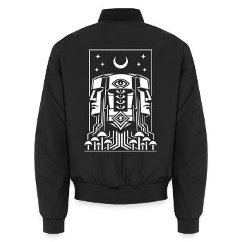 DMT-Einheiten | Psychedelisches Heiliges Geometrie-Totem - Unisex Bomberjacke - Schwarz - Hinten - AI Model Male 185 light (185cm)