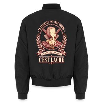 La raclette est mon ennemi - Bomber unisexe - noir - Dos - AI Model Male 185 light (185cm)