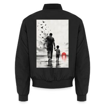 Vater und Sohn bei der roten Sonne - Unisex Bomberjacke - Schwarz - Hinten - AI Model Male 185 light (185cm)
