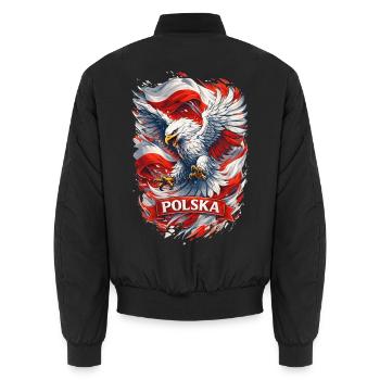 Dynamischer polnischer Adler – Stolz & Ehre - Unisex Bomberjacke - Schwarz - Hinten - AI Model Male 185 light (185cm)