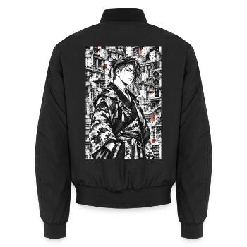 Samurai - Unisex Bomberjacke - Schwarz - Hinten - AI Model Male 185 light (185cm)