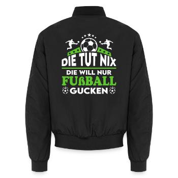 Die tut nix Die will Fußball gucken Sprüche Frau - Unisex Bomberjacke - Schwarz - Hinten - AI Model Male 185 light (185cm)