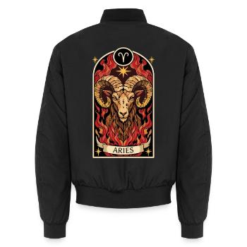 WIDDER-Tierkreiszeichen - Unisex Bomberjacke - Schwarz - Hinten - AI Model Male 185 light (185cm)