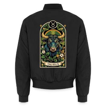 STIER-Tierkreiszeichen - Unisex Bomberjacke - Schwarz - Hinten - AI Model Male 185 light (185cm)