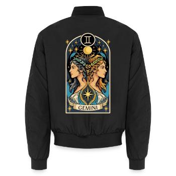 ZWILLINGE STERNZEICHEN - Unisex Bomberjacke - Schwarz - Hinten - AI Model Male 185 light (185cm)