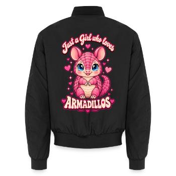 Just a Girl Who Loves Armadillos  Pink Valentine - Unisex Bomberjacke - Schwarz - Hinten - AI Model Male 185 light (185cm)
