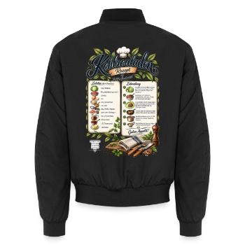 Kohlrouladen Rezept T-Shirt Design - Unisex Bomberjacke - Schwarz - Hinten - AI Model Male 185 light (185cm)