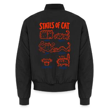 Katzenphysik – Zustände der Katze - Unisex Bomberjacke - Schwarz - Hinten - AI Model Male 185 light (185cm)