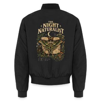 Der Nacht-Naturforscher — Luna Moth - Unisex Bomberjacke - Schwarz - Hinten - AI Model Male 185 light (185cm)