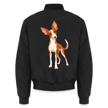 Podenco Ibicenco Kawaii Style – Windhund - Unisex Bomberjacke - Schwarz - Hinten - AI Model Male 185 light (185cm)