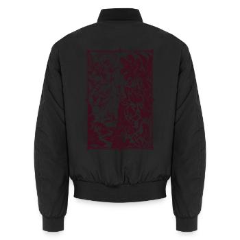 Ritterszene und Drachen im Rahmen - Unisex Bomberjacke - Schwarz - Hinten - AI Model Male 185 light (185cm)
