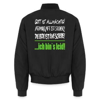 Erde Scheibe Gott Allmächtig Sprüche Floskel  - Unisex Bomberjacke - Schwarz - Hinten - AI Model Male 185 light (185cm)