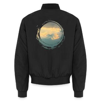 Sunlit Sky Circle Pinseldruck - Unisex Bomberjacke - Schwarz - Hinten - AI Model Male 185 light (185cm)