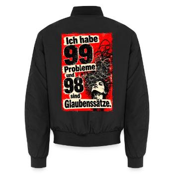 Ich habe 99 Probleme und 98 sind Glaubenssätze. - Unisex Bomberjacke - Schwarz - Hinten - AI Model Male 185 light (185cm)