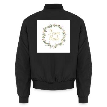 Team Bride mit Blumenkranz - Unisex Bomberjacke - Schwarz - Hinten - AI Model Male 185 light (185cm)
