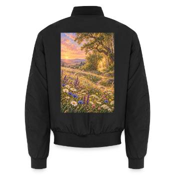 Wildblumenwiese am Waldrand - Unisex Bomberjacke - Schwarz - Hinten - AI Model Male 185 light (185cm)