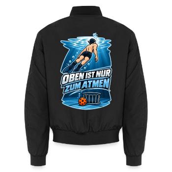 Unterwasser Taucher Spruch Oben Atmen - Unisex Bomberjacke - Schwarz - Hinten - AI Model Male 185 light (185cm)