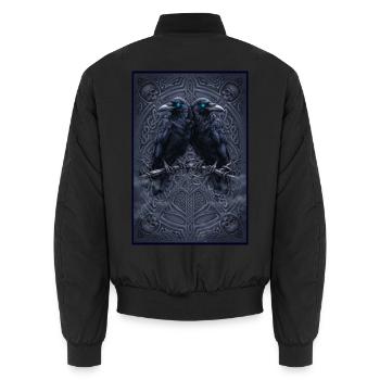 huginn muninn Zwillingsraben keltisches Ornament - Unisex Bomberjacke - Schwarz - Hinten - AI Model Male 185 light (185cm)