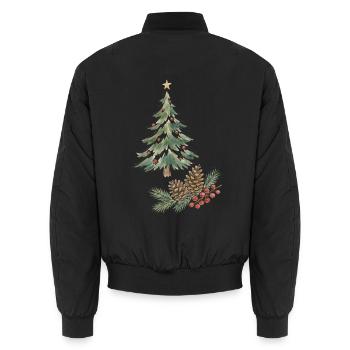 Weihnachtsbaum mit Tannenzapfen und Beeren - Unisex Bomberjacke - Schwarz - Hinten - AI Model Male 185 light (185cm)