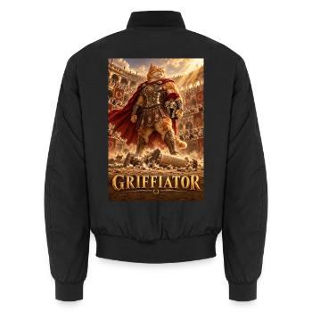 Griffiator: Gladiatorkatze - Unisex Bomberjacke - Schwarz - Hinten - AI Model Male 185 light (185cm)