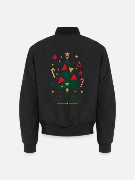 Geometrischer Weihnachtsbaum mit Dekoration - Unisex Bomberjacke - Schwarz