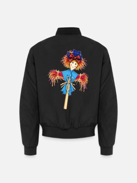 Blau-Karo-Vogelscheuche-Zauber - Unisex Bomberjacke - Schwarz
