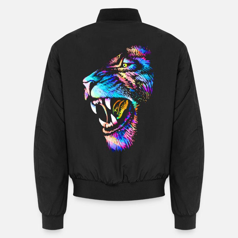 Löwe | Löwenkopf | Bunte Katze Unisex Bomberjacke