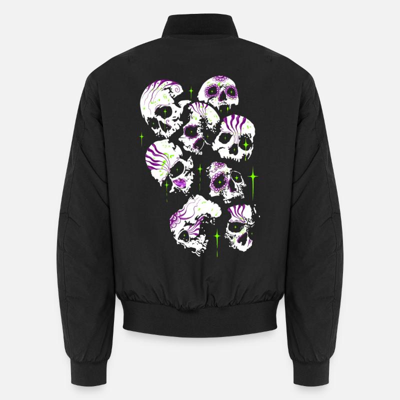 Skulls Skull Halloween Sugar Skulls - Unisex Bomber Jacket - black