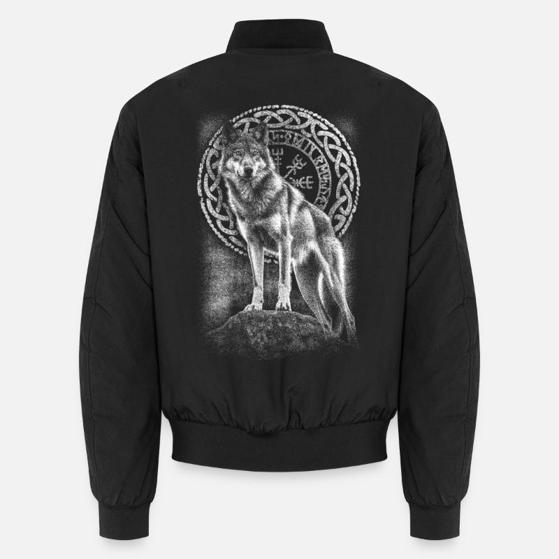 Wolf Vegvisir Rune - Unisex Bomber Jacket - black