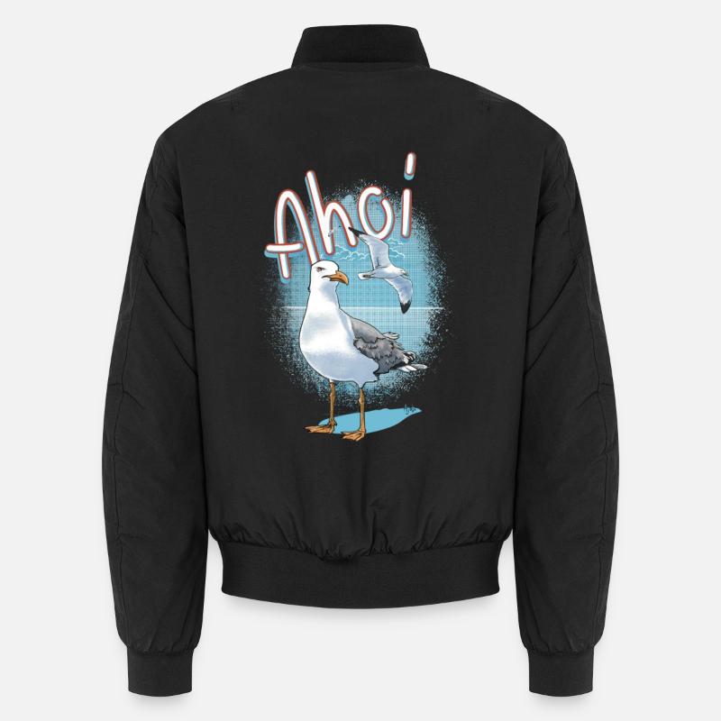 Ahoi Seemöwe Illustration - Unisex Bomberjacke - Schwarz