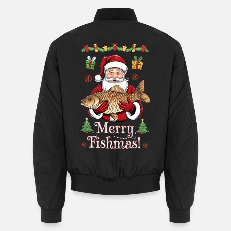 Merry Fishmas Angler Christmas Carp Fish Unisex Bomber Jacket