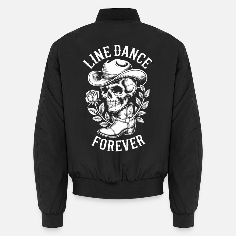 Line Dance Forever Schädel Western - Unisex Bomberjacke - Schwarz