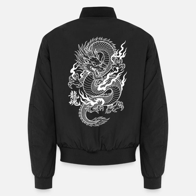 Traditional Asian Dragon Solid Color Unisex Bomber Jacket