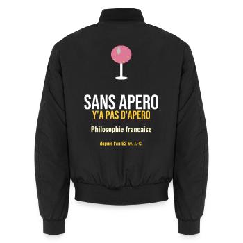 Sans Apero: Philosophie Française - Bomber unisexe - noir - Dos - AI Model Male 185 light (185cm)