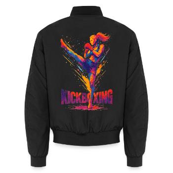 Kickboxer Graphic Design: Brute & Strong - Unisex Bomber Jacket - black - Back - AI Model Male 185 light (185cm)