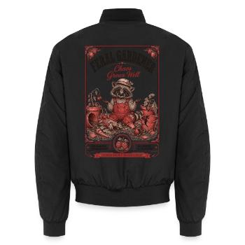 Feral Gardener Chaos Grows Well Gardening - Unisex Bomber Jacket - black - Back - AI Model Male 185 light (185cm)
