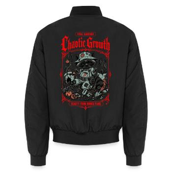 Feral Gardener Organic Gardening - Unisex Bomber Jacket - black - Back - AI Model Male 185 light (185cm)