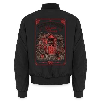 Ich werde in meinem Büro-Garten Therapiepflanzen sein - Unisex Bomberjacke - Schwarz - Hinten - AI Model Male 185 light (185cm)