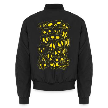 Skulls (Outlines Gelb) - Unisex Bomberjacke - Schwarz - Hinten - AI Model Male 185 light (185cm)