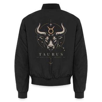 Taurus Sternzeichen Stiers Symbol - Unisex Bomberjacke - Schwarz - Hinten - AI Model Male 185 light (185cm)