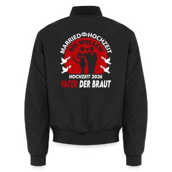 Hochzeit Married 2026 Vater der Braut Ringe - Unisex Bomberjacke - Schwarz - Hinten - AI Model Male 185 light (185cm)