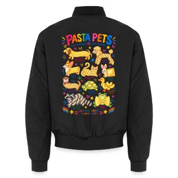 Pasta Pets Lustige Nudel Tiere für Pastafans - Unisex Bomberjacke - Schwarz - Hinten - AI Model Male 185 light (185cm)