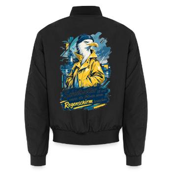 Lustige Möwe im Friesennerz Schietwetter - Unisex Bomberjacke - Schwarz - Hinten - AI Model Male 185 light (185cm)