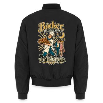 Bäcker Mei Schicht beginnt - Unisex Bomberjacke - Schwarz - Hinten - AI Model Male 185 light (185cm)