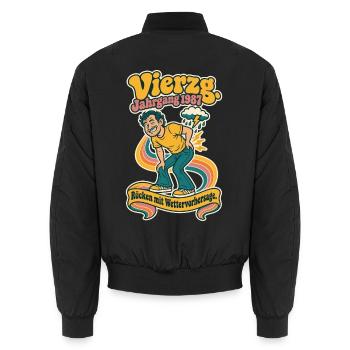 Vierzg Jahrgang 1987 Rücken - Unisex Bomberjacke - Schwarz - Hinten - AI Model Male 185 light (185cm)