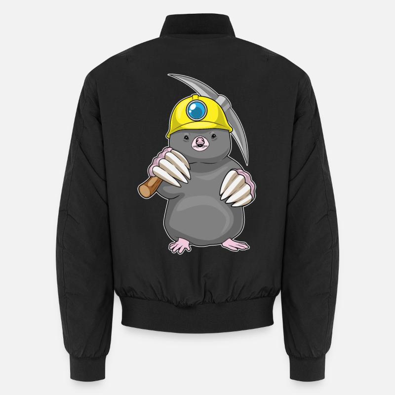Mole Miner Pickaxe Mining - Unisex Bomber Jacket - black