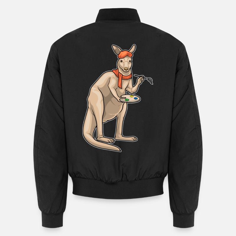 Kangaroo Painter Brush Painting Unisex Bomber Jacket