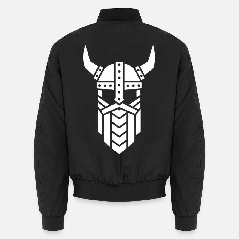 Geometrisches Maskottchen des Wikingerminimalismus Kriegers Unisex Bomberjacke