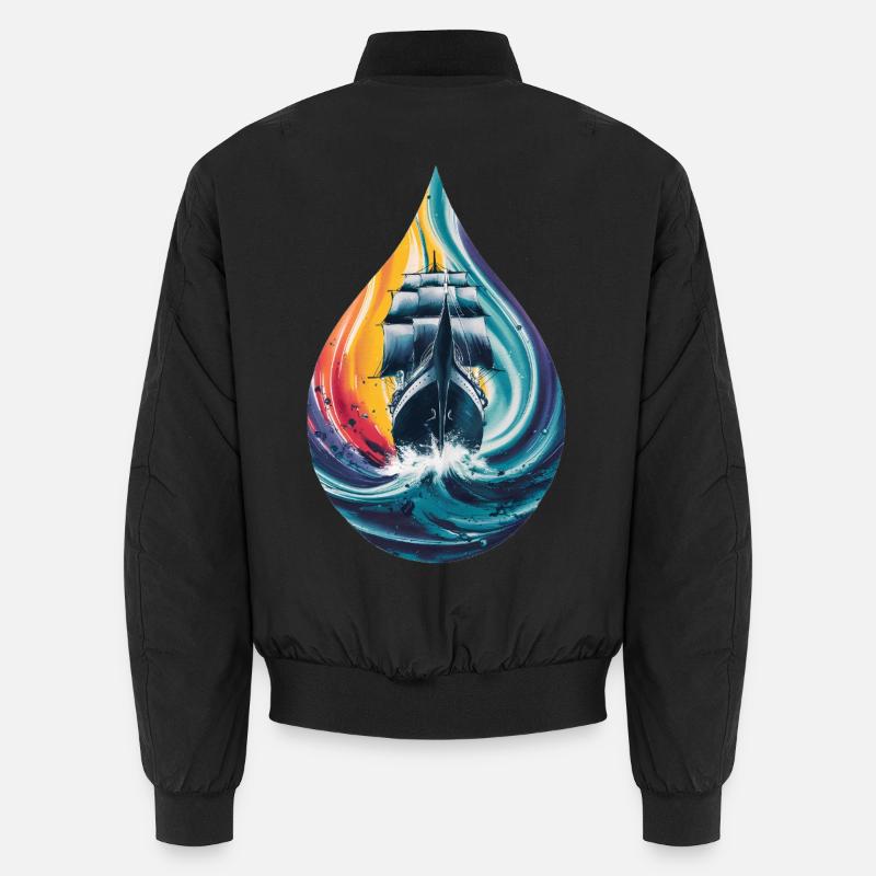Sailing Ship Sea Water Drop Artwork Print Unisex Bomber Jacket